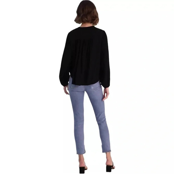 Free People Check‎ on It Black Pleated Wrap Top medium  OB1076865 EUC - Picture 3 of 8